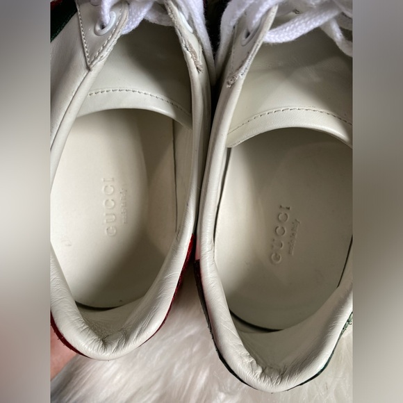 Gucci Shoes Ace Embroidered Arrow White Leather Sneakers Size 8.5 Us Unisex 39 - Picture 10 of 14